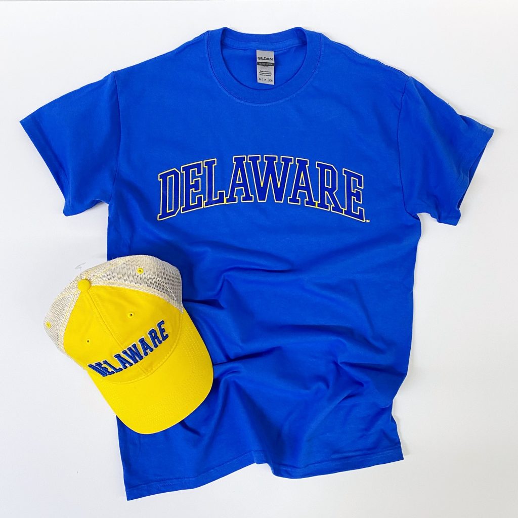 University of Delaware Arched Delaware T-shirt – Royal – National 5 and 10