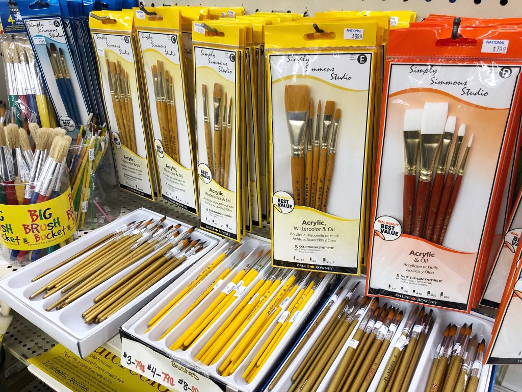 Paint brushes for all kinds of designs on paintable coolers.