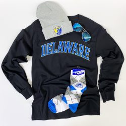 University of Delaware Long Sleeve Arched Delaware T-shirt - Black