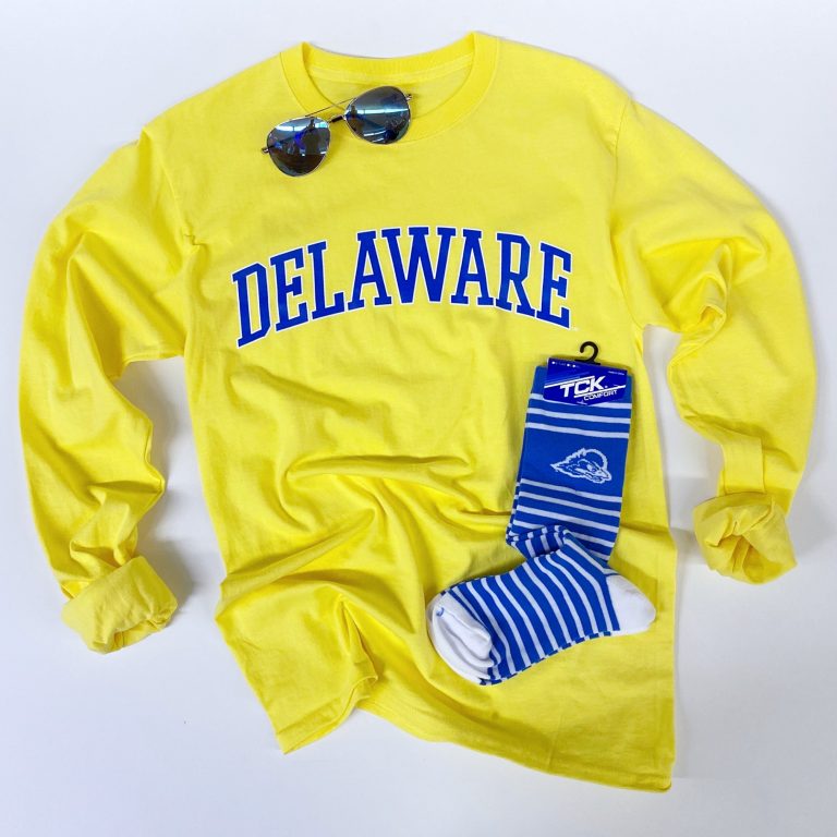 University of Delaware Long Sleeve Arched Delaware T-shirt - Yellow