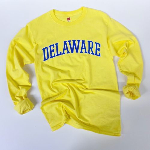University of Delaware Long Sleeve Arched Delaware T-shirt - Yellow