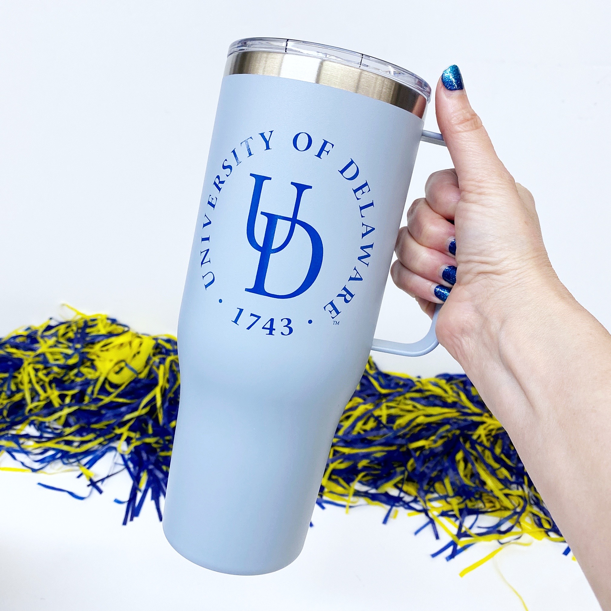 Travel mug with a handle — Universities Allied for Essential Medicines