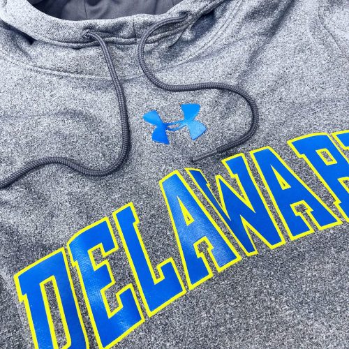 University of Delaware Under Armour Performance Fleece Arched Delaware Hoodie - Carbon