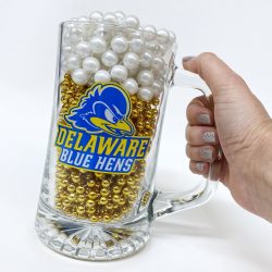 Photo of printed University of Delaware glass beer mug