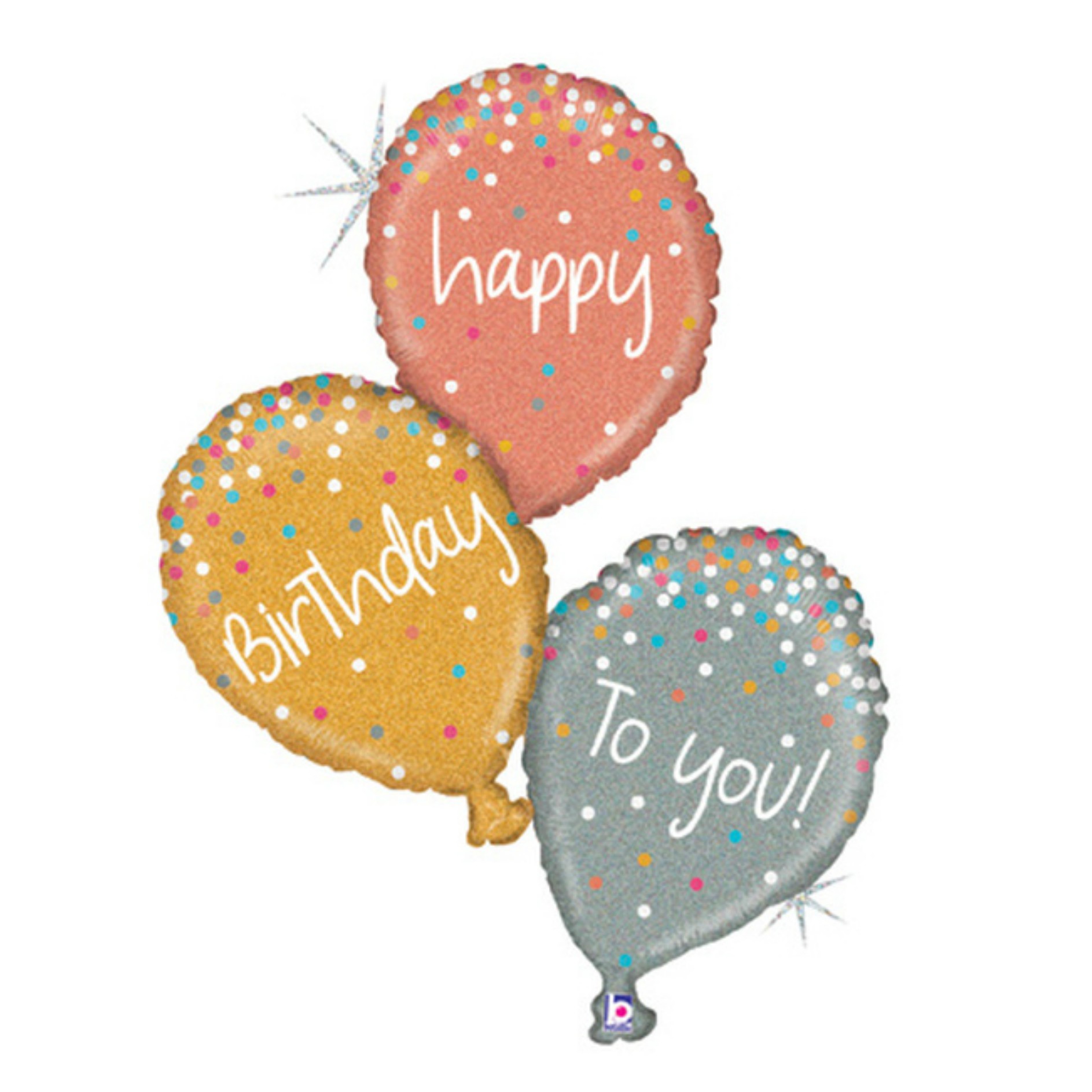 40″ Glitter Holographic Happy Birthday Helium Balloon – National 5 and 10