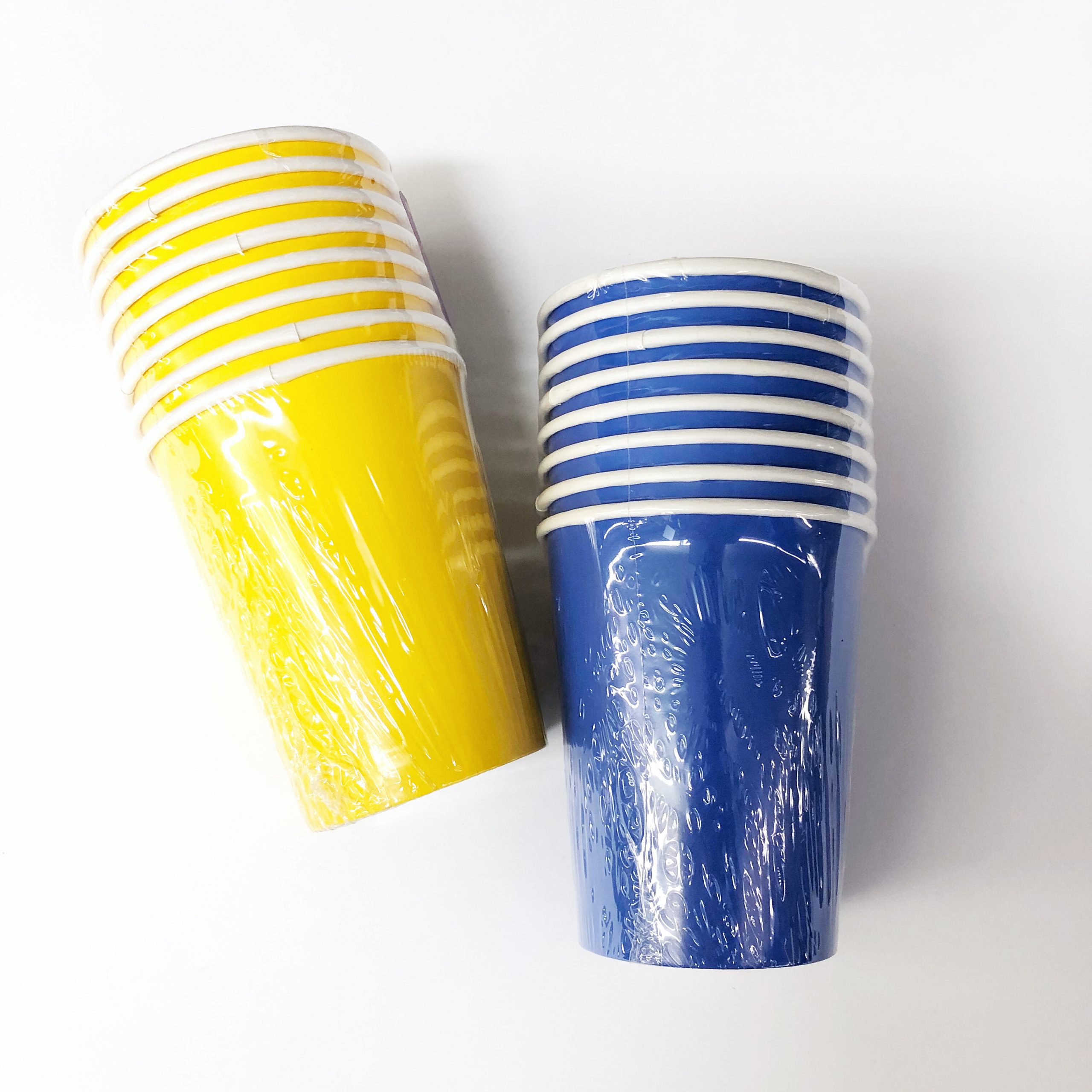 9 oz. Blue & Yellow Paper Cups