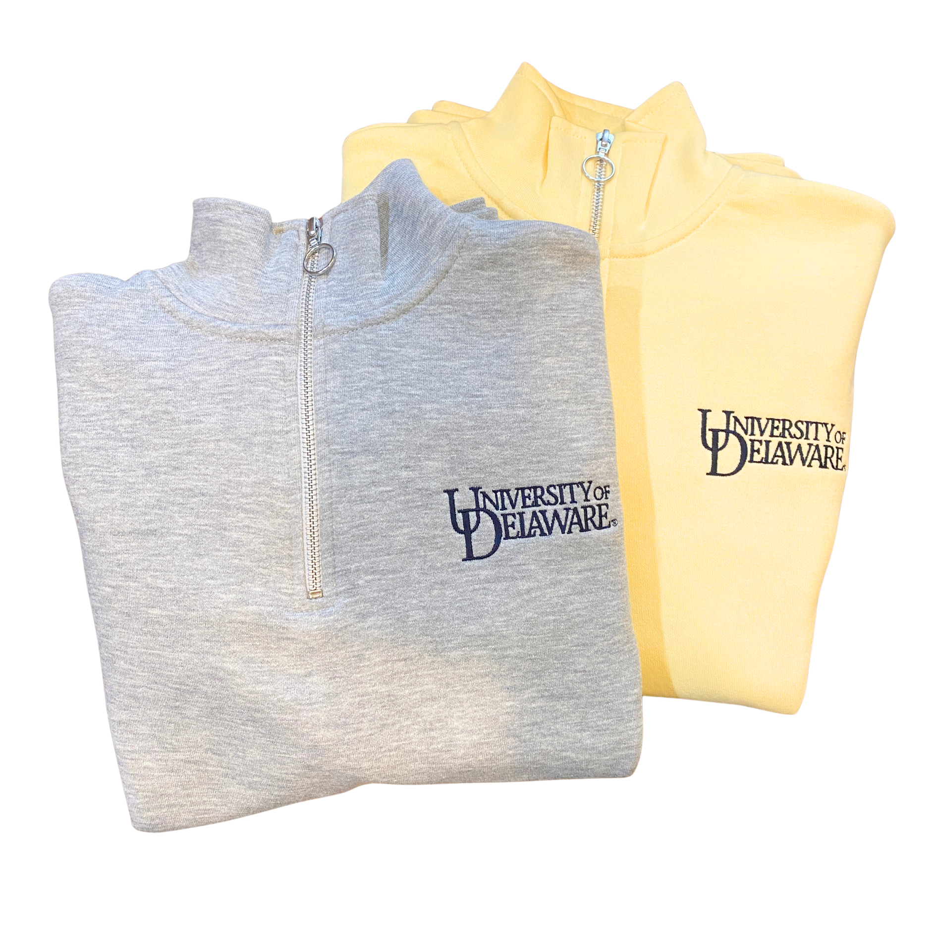 University of Delaware Women's 1:4-Zip Sweatshirt - Oxford and Yellow