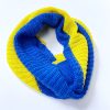 Blue and Yellow Knit Infinity Scarf